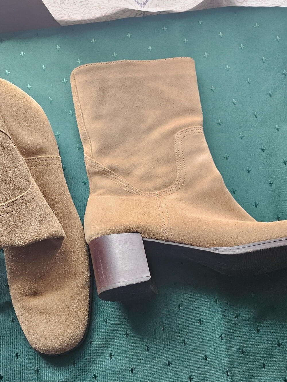 Bass Suede Mid-Calf Boots in Camel